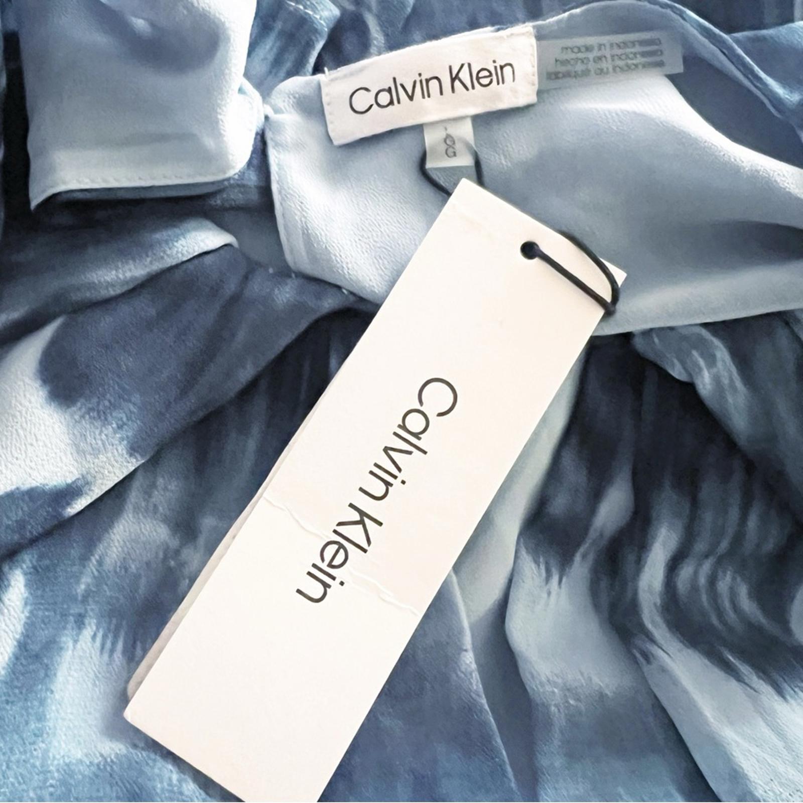 NEW Calvin Klein Ruched Tie Due Top, Blue Size Large New w/Tag Retail $89.50