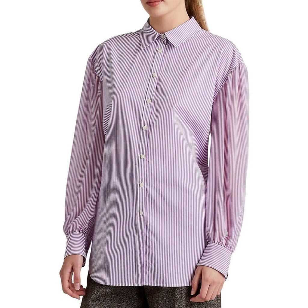 Lauren Ralph Striped Broadcloth Shirt in Lavender, Size XL New w/Tag