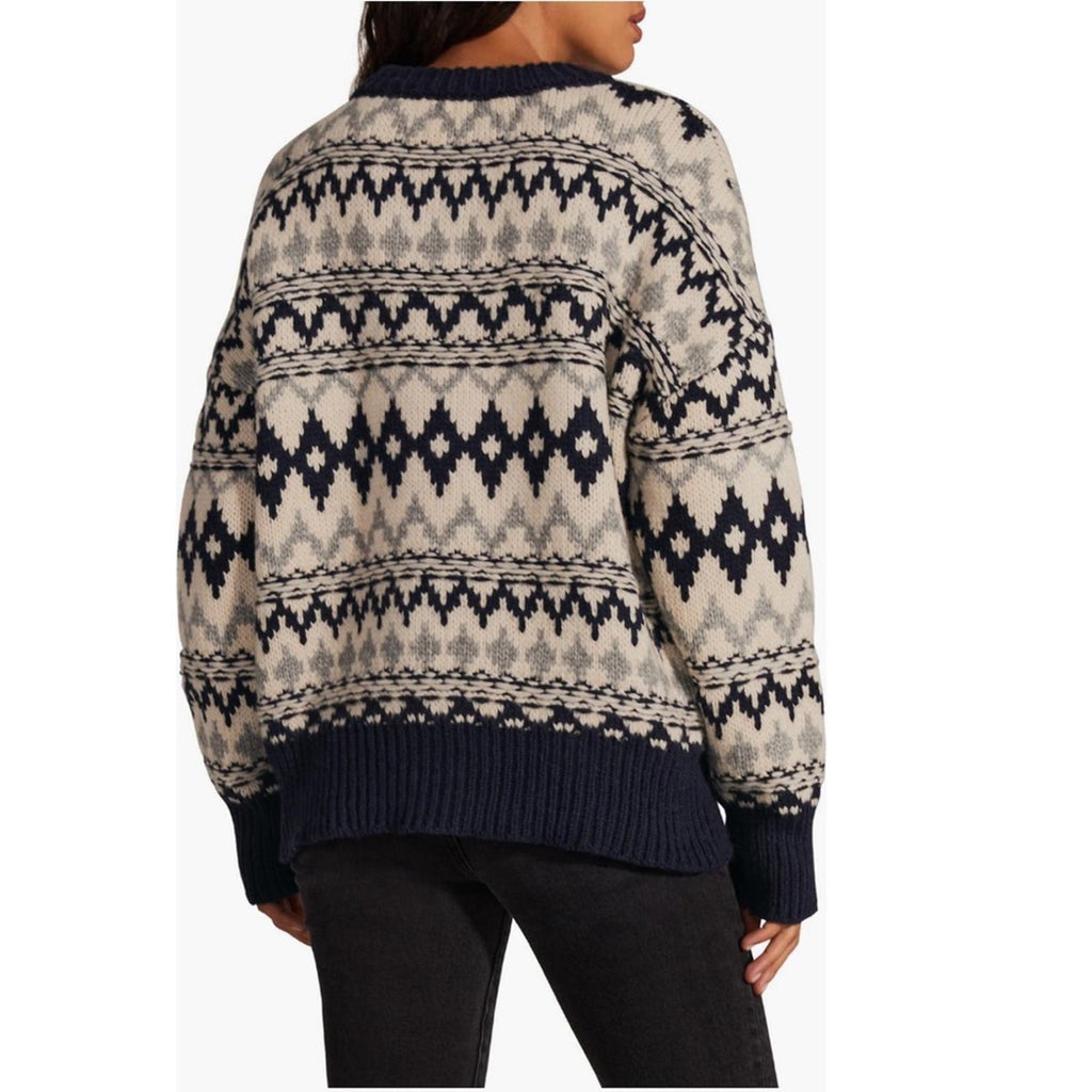 Favorite Daughter ‘Tis The Season Sweater &Hat Set, Blue/Grey Fair Isle Sz M NWT