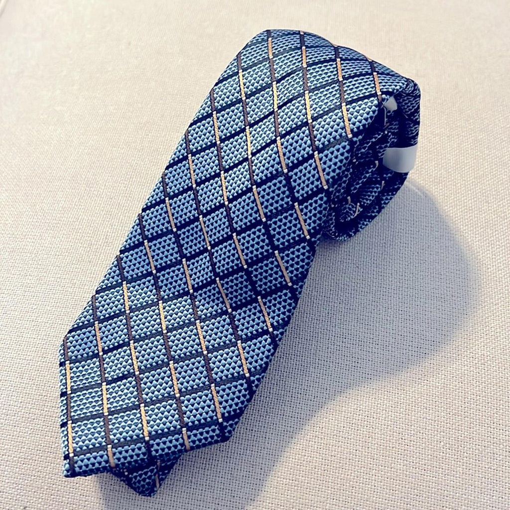 Perry Ellis Portfolio Sloane Grid Navy Neck Tie, New w/Tag