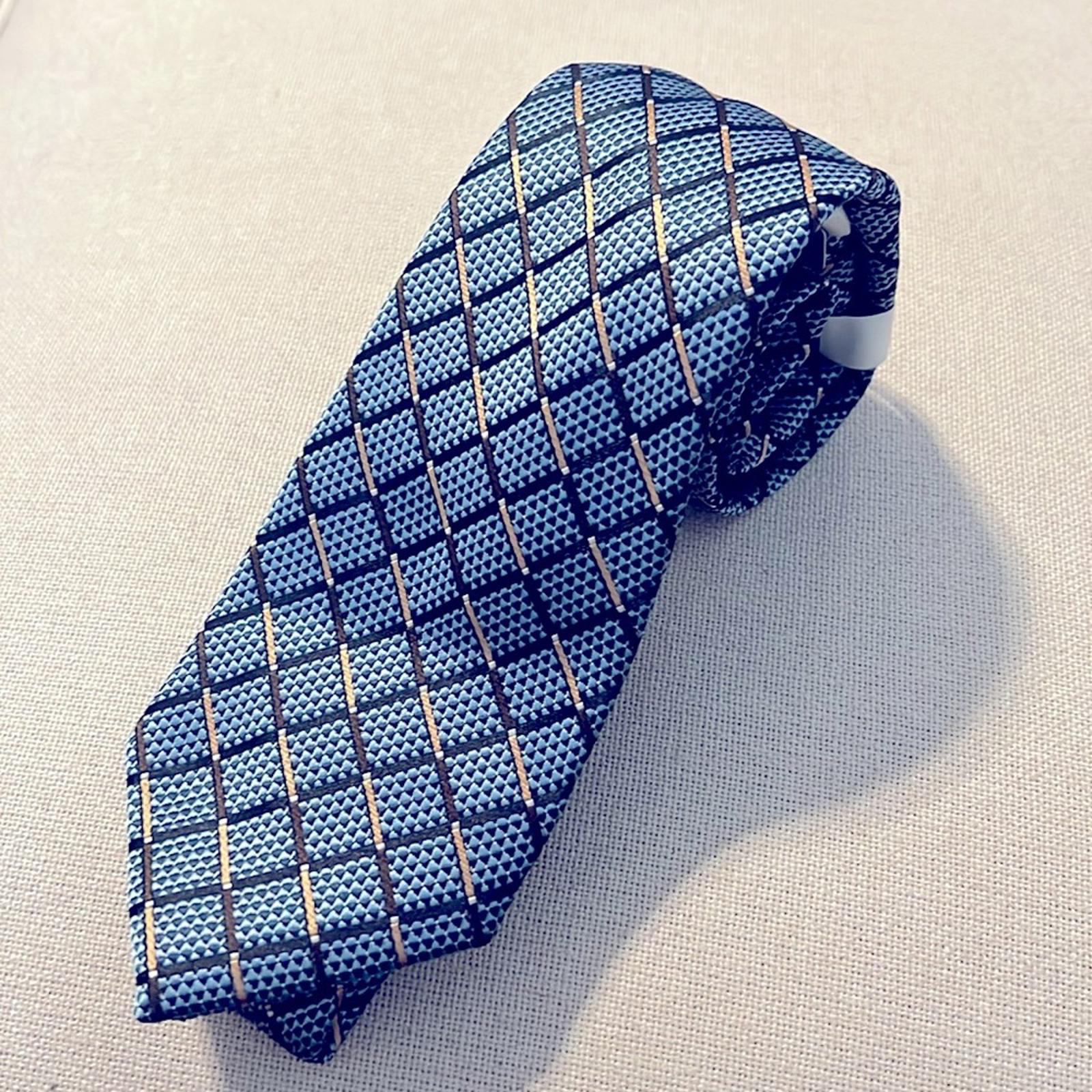 Perry Ellis Portfolio Sloane Grid Navy Neck Tie, New w/Tag