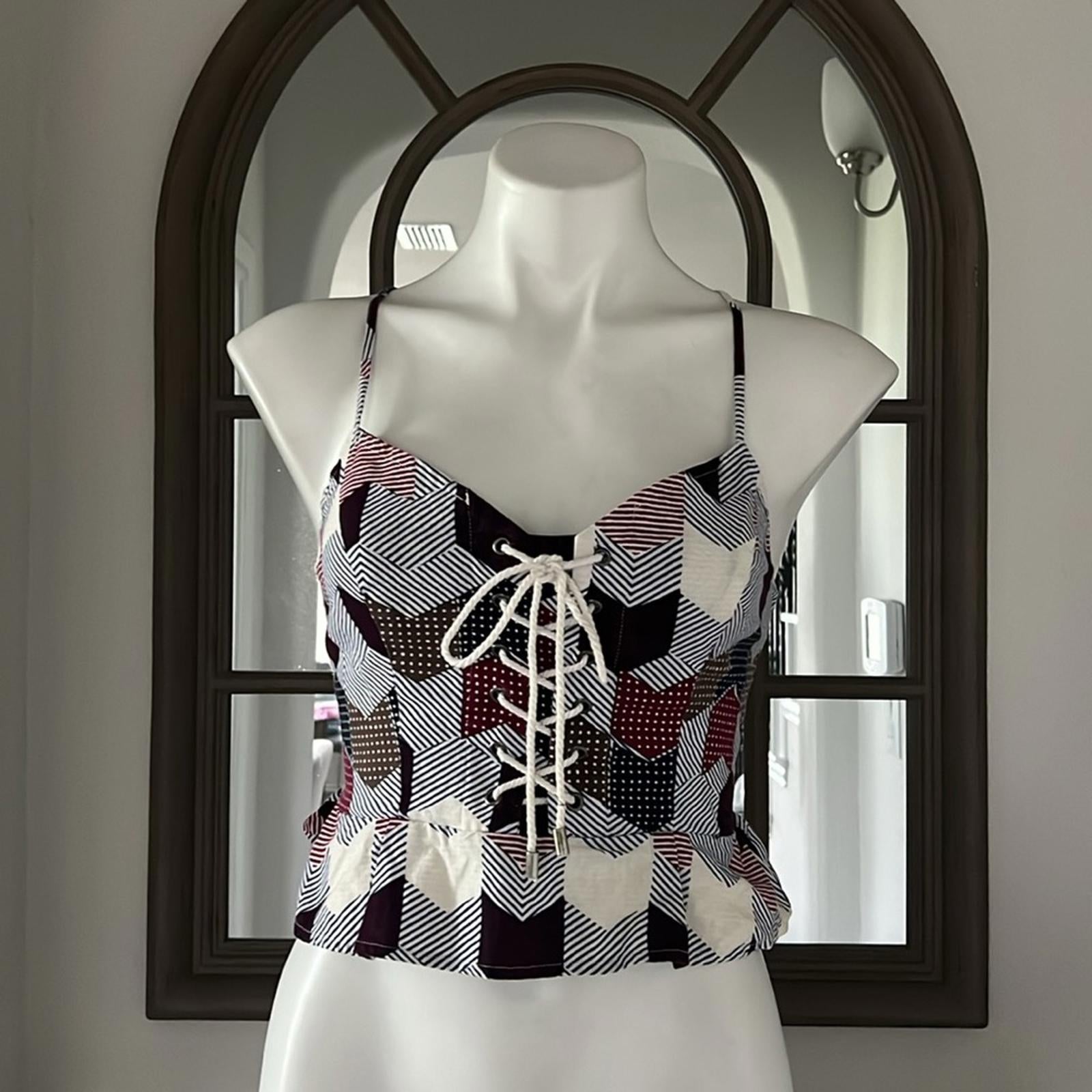 Free People Smock Back Lace-Up Front Peplum Top, Size M EXCELLENT! Retail $78
