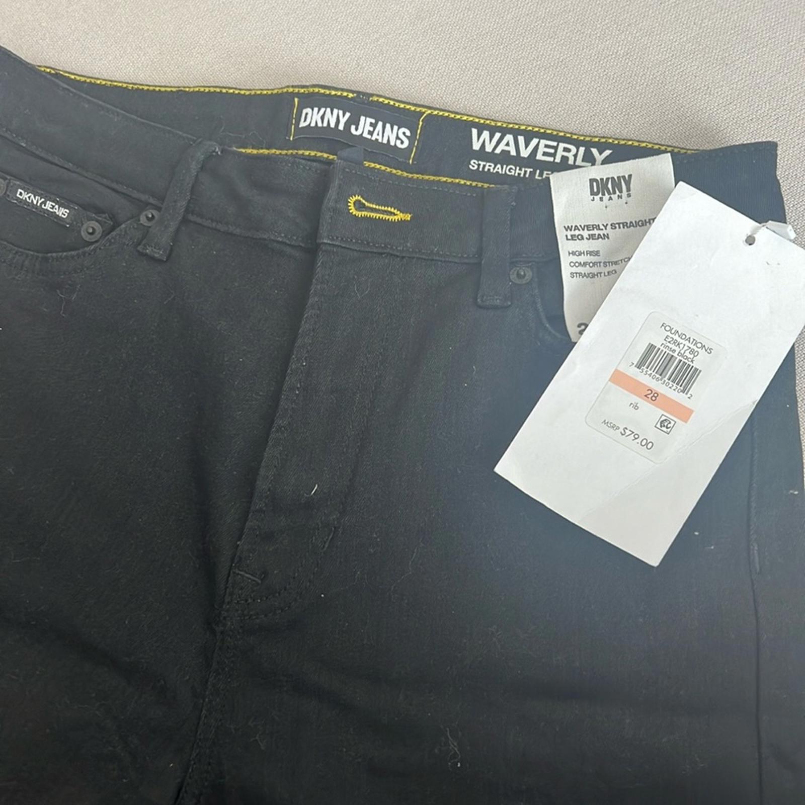 DKNY JEANS Waverly Straight-Leg Jeans, Rinse Black Size 28/6 New w/Tag