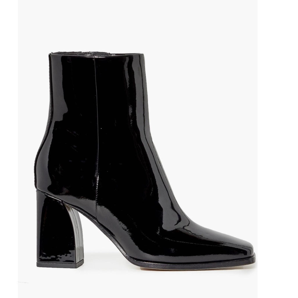 PAIGE Farah Square Toe Bootie in Black Patent Leather, Size 6.5 New in Box $420