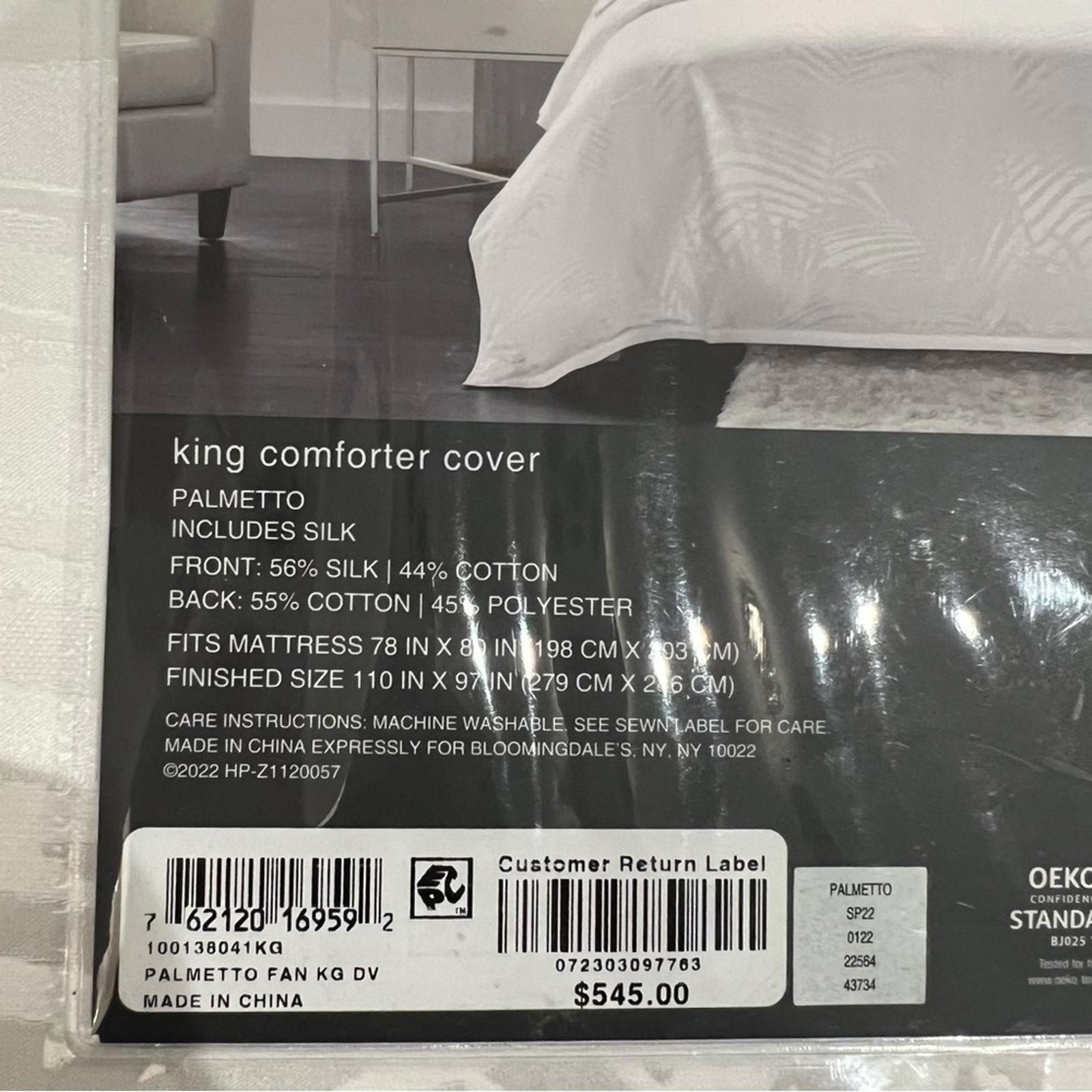 Bundle of Hudson Park Palmetto Silk-blend White King Duvet Cover, 2-Pillow Shams