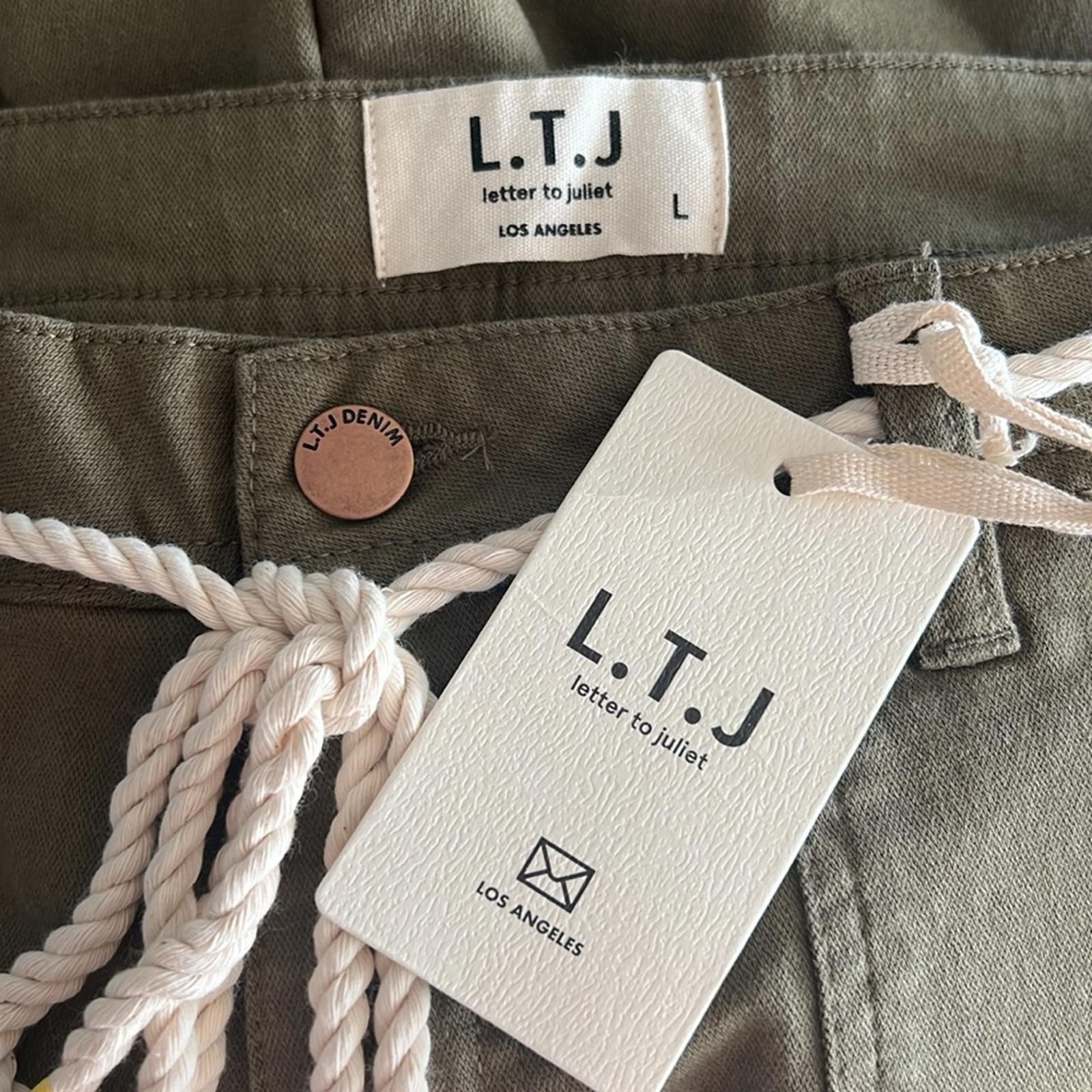 L.T.J Letter to Juliet Zip Cuff Utility Pants in Grey, Size L New w/Tag