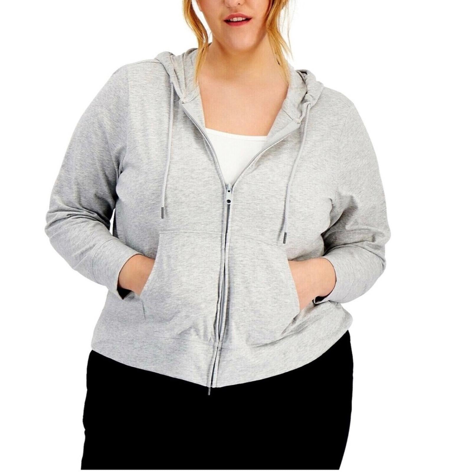 ID Ideology Retro Recycled Full Zip Jacket Heather Grey Plus Size 1X New w/Tag