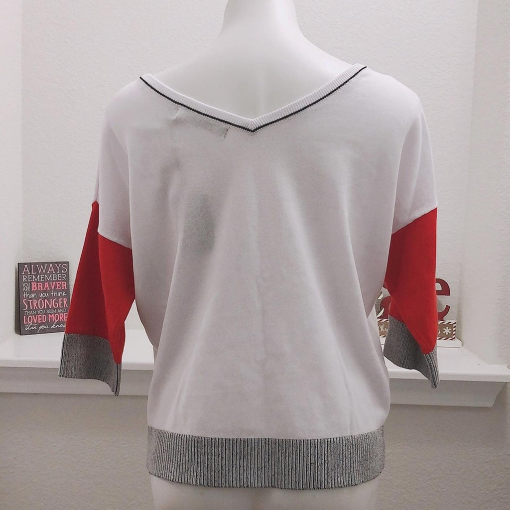 Gabby Isabella Zebra Fringe Sweater in White / Black Size XL New w/Tag