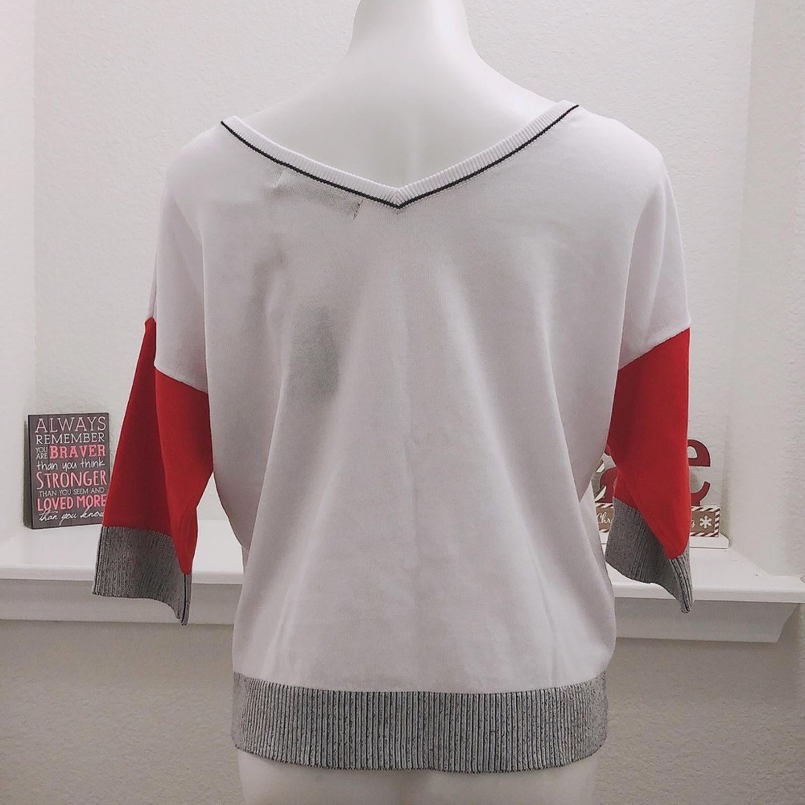 Gabby Isabella Zebra Fringe Sweater in White / Black Size XL New w/Tag