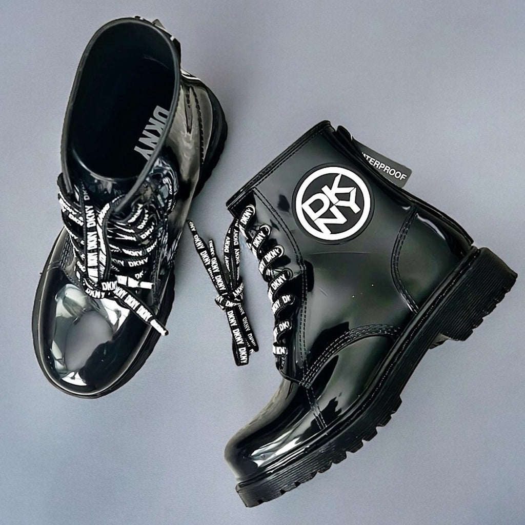 DKNY Tibby Combat Lace-Up Boots in Black, Size 6 New w/Tag