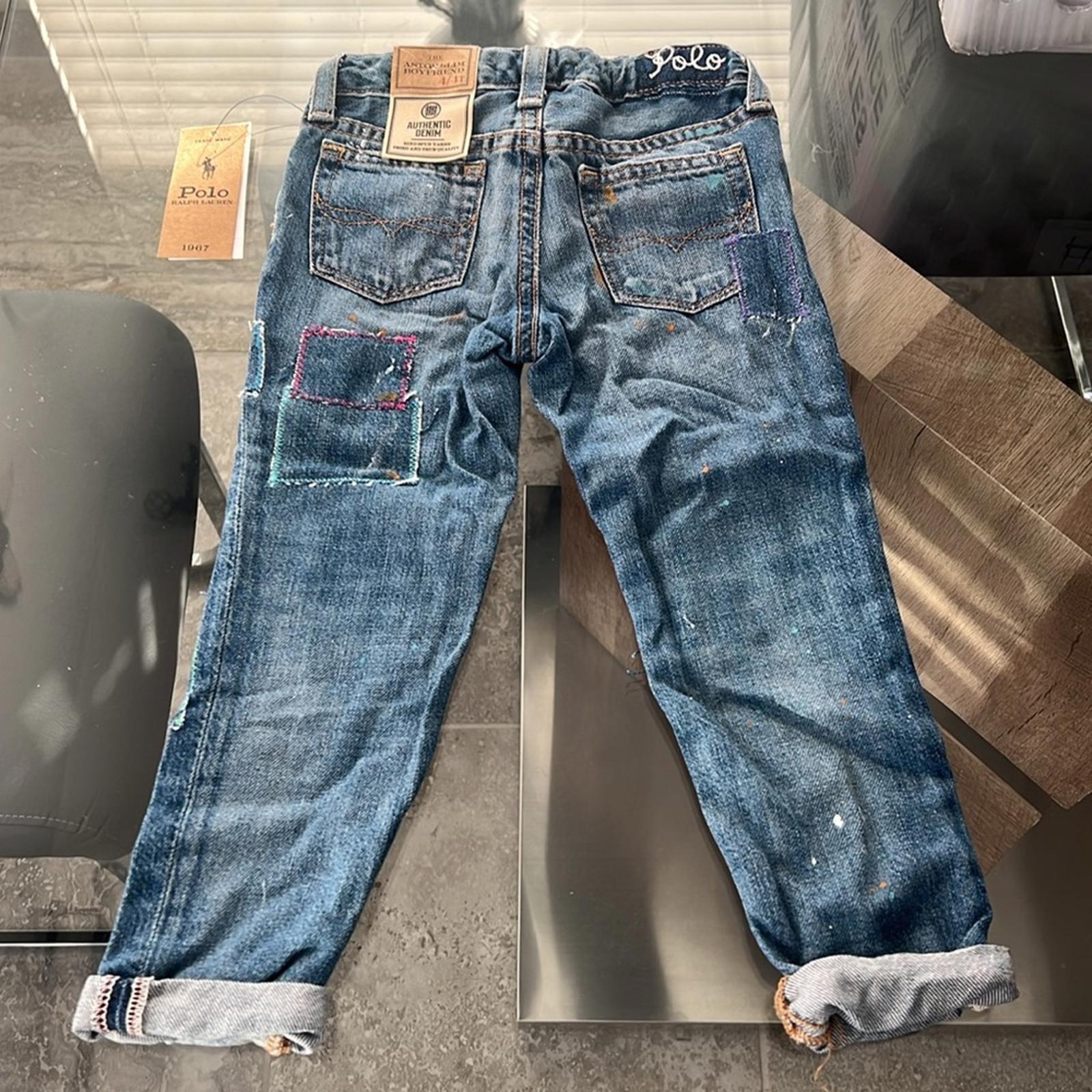 Polo Ralph Lauren Paint-Print Astor Slim Boyfriend Jeans, Size 4T Retail $135
