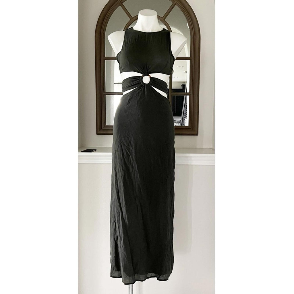 NWT Lush Cut-Out Maxi Dress, Moss Green, Size S New w/Tag