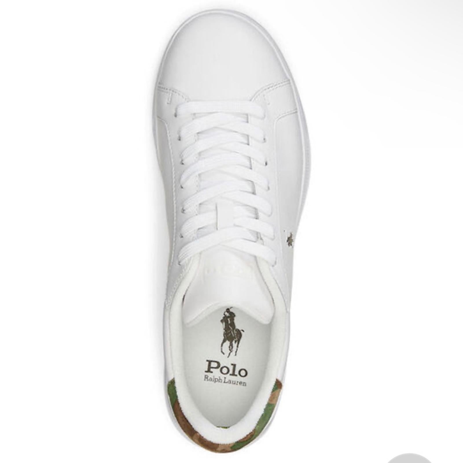 Polo Ralph Lauren Heritage Court II Sneaker White Camo Leather Sneakers Size 9.5