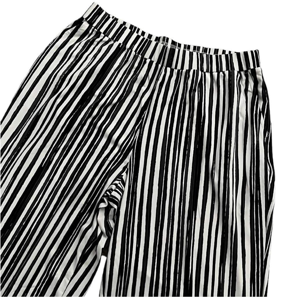 Elizabeth&Clarke Black Stripe Pull-On Wide Leg Pants, Size S, New in Packaging