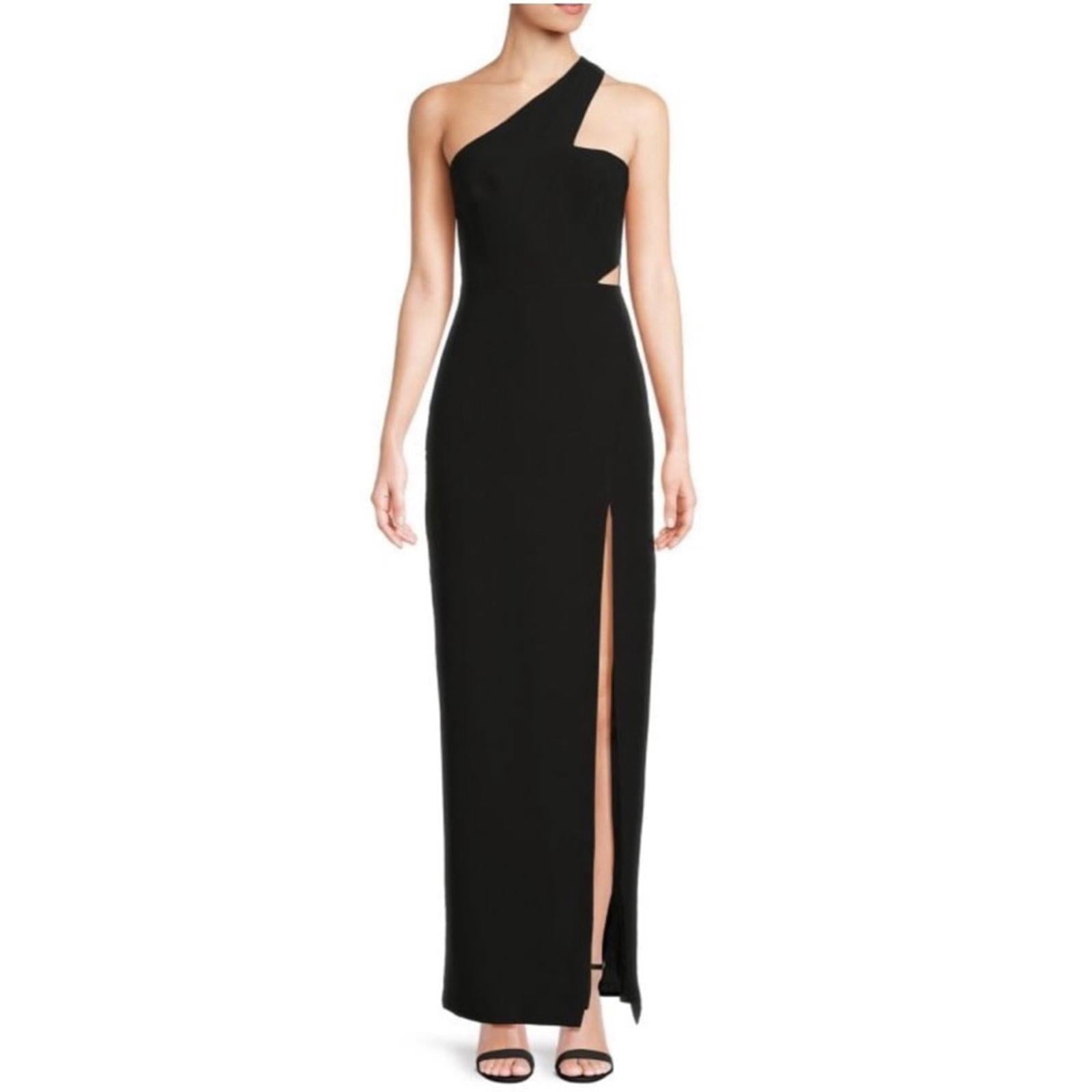 Aidan Mattox One Shoulder Crêpe Front Slit Maxi Dress, Size 0 New w/Tag $195