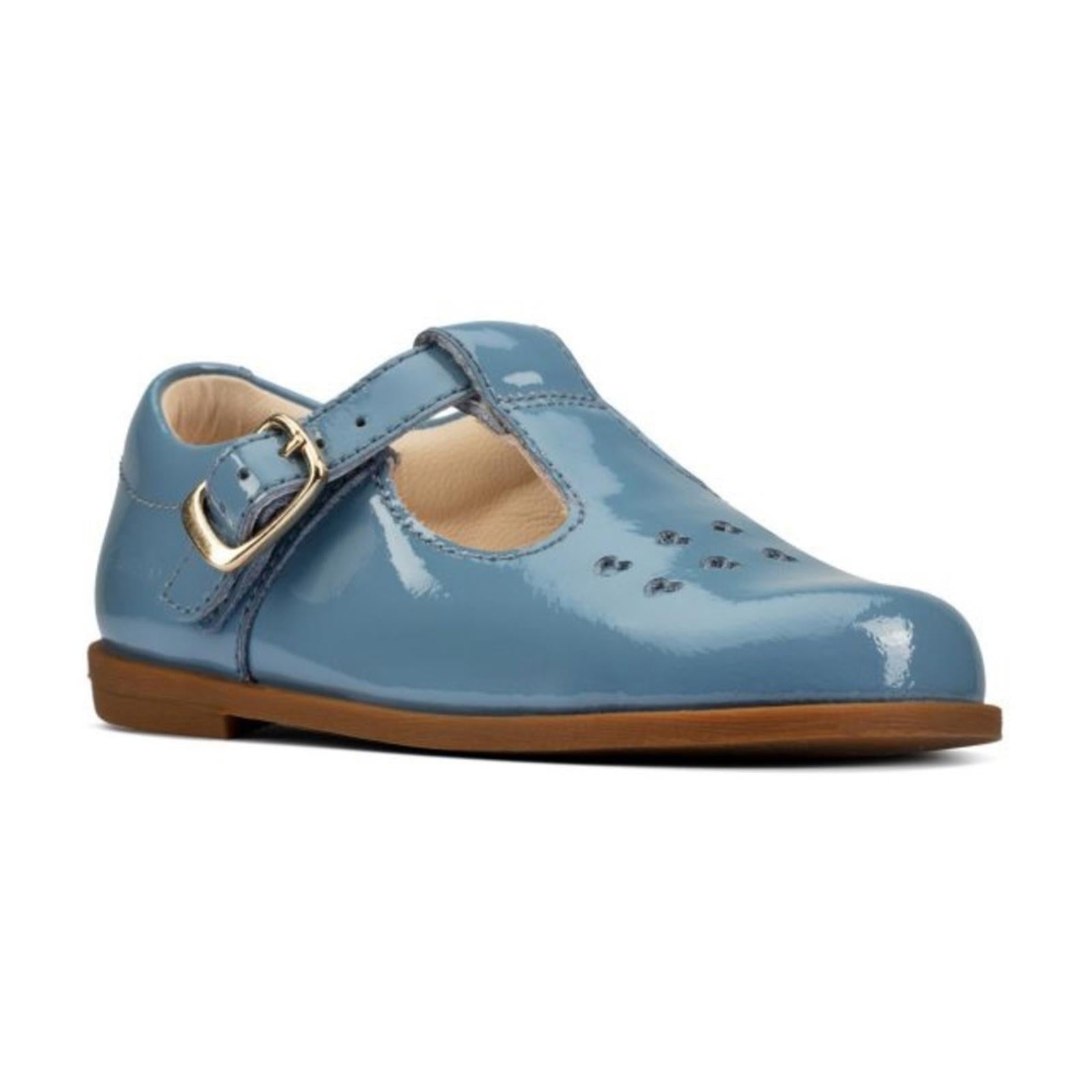 NEW Clarks Drew Play Toddler Leather Shoes, Blue Patent Size UK 5.5G, US 6W £40