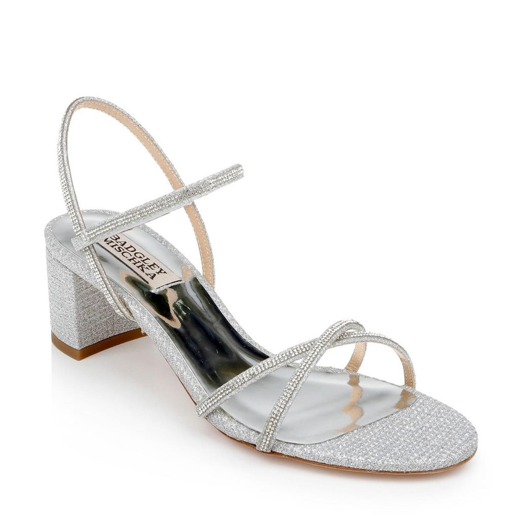 Badgley Mischka Ultima Strappy Block Heel Sandals in Silver, Size 11 New in Box