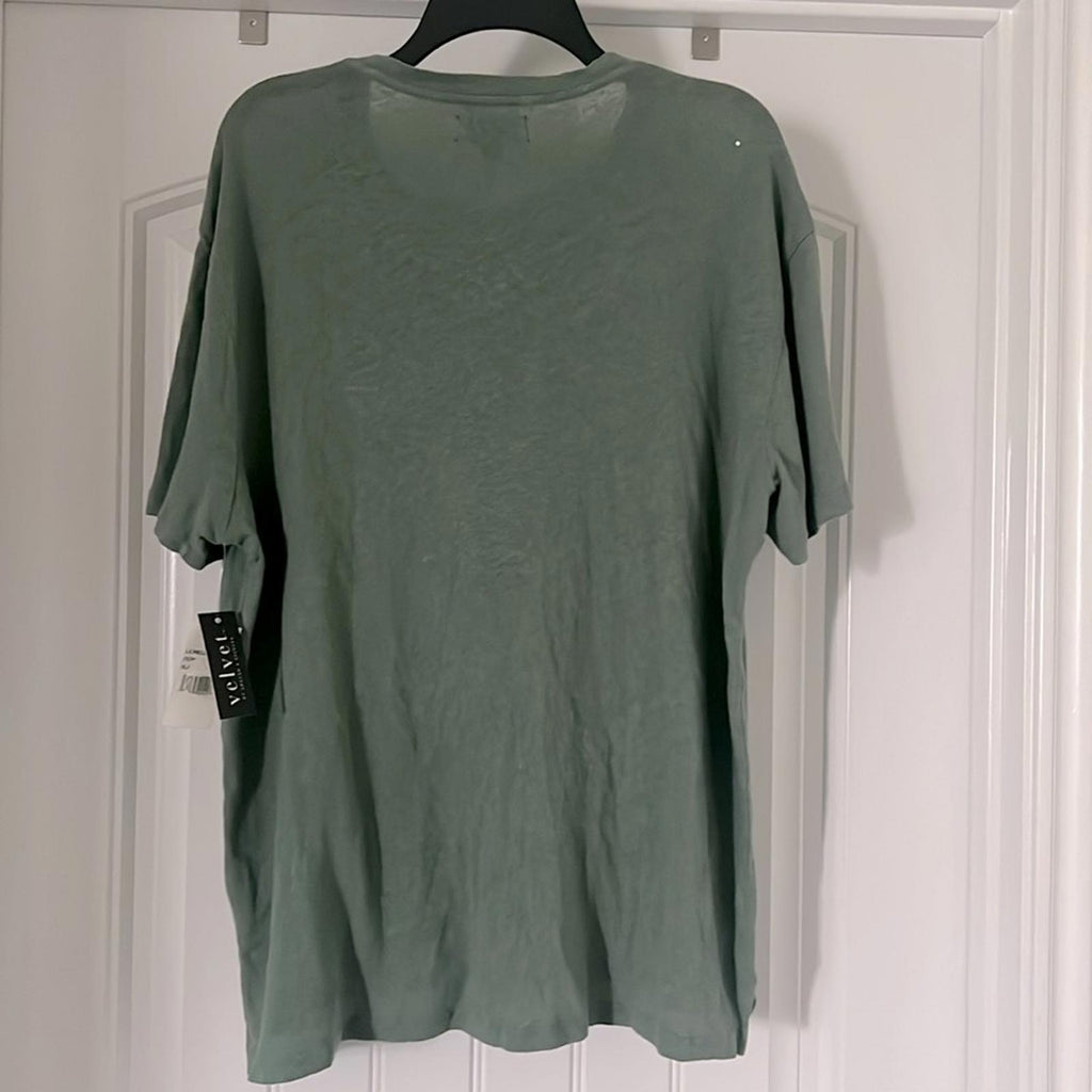 Velvet by Graham & Spencer Lionel Linen Blend Henley Shirt Green, NWT, Size XL