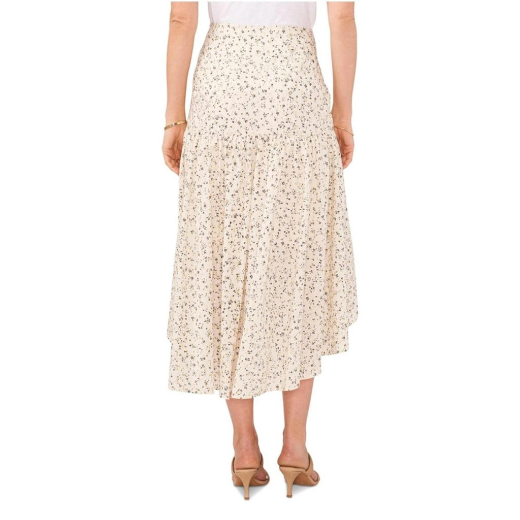 NEW Vince Camuto Beige Zippered Lined Tiered Midi HiLo Skirt Size 10 New w/o Tag
