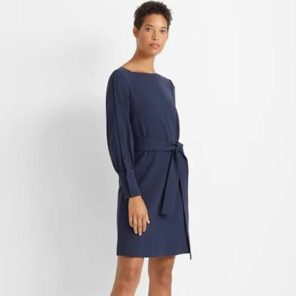 Club Monaco Button Sleeve Dress Robe in Navy/ Bleu Marine Size 2, New w/Tag $269