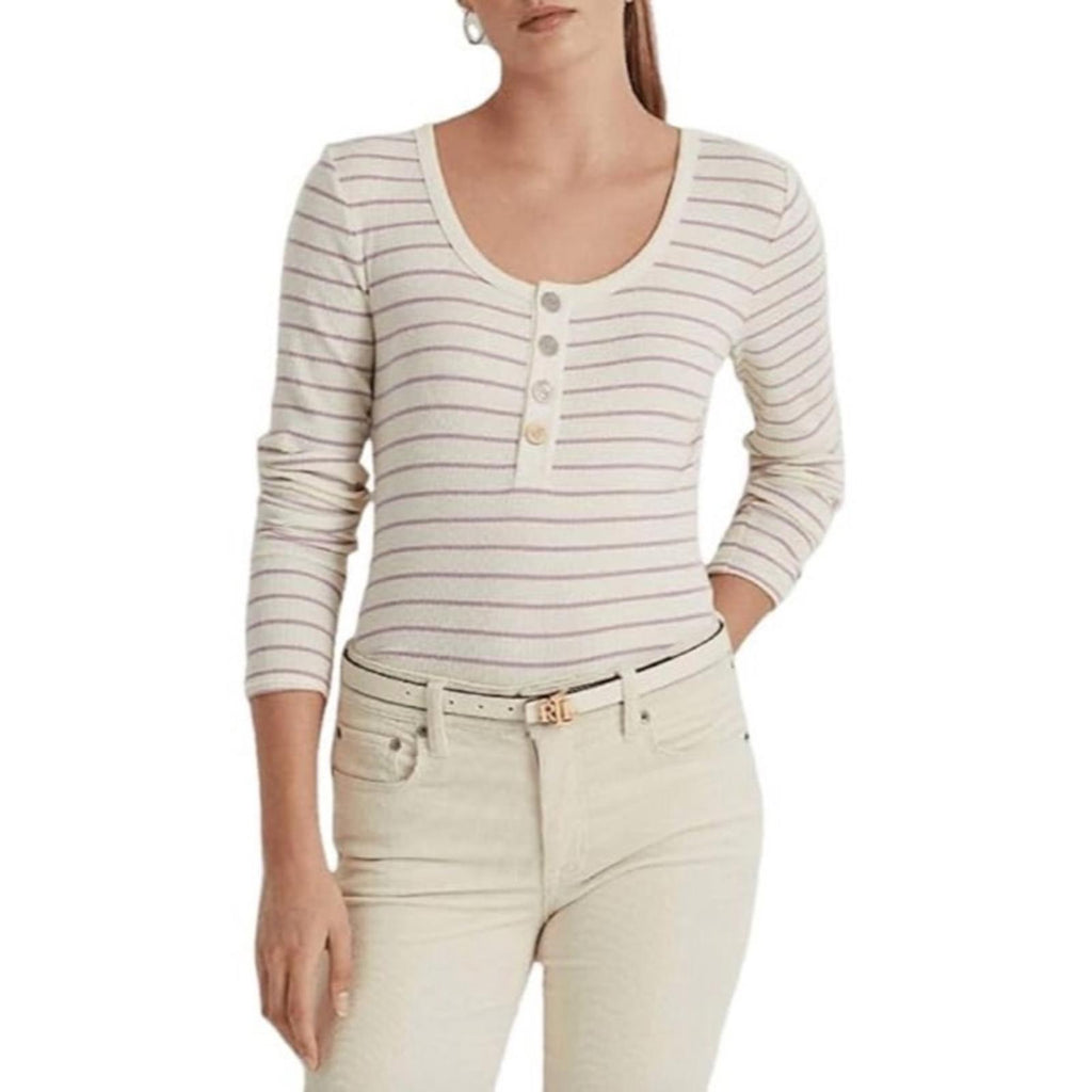 Lauren Ralph Lauren Mascarpone Cream Striped Jersey Women’s Size XL NWT