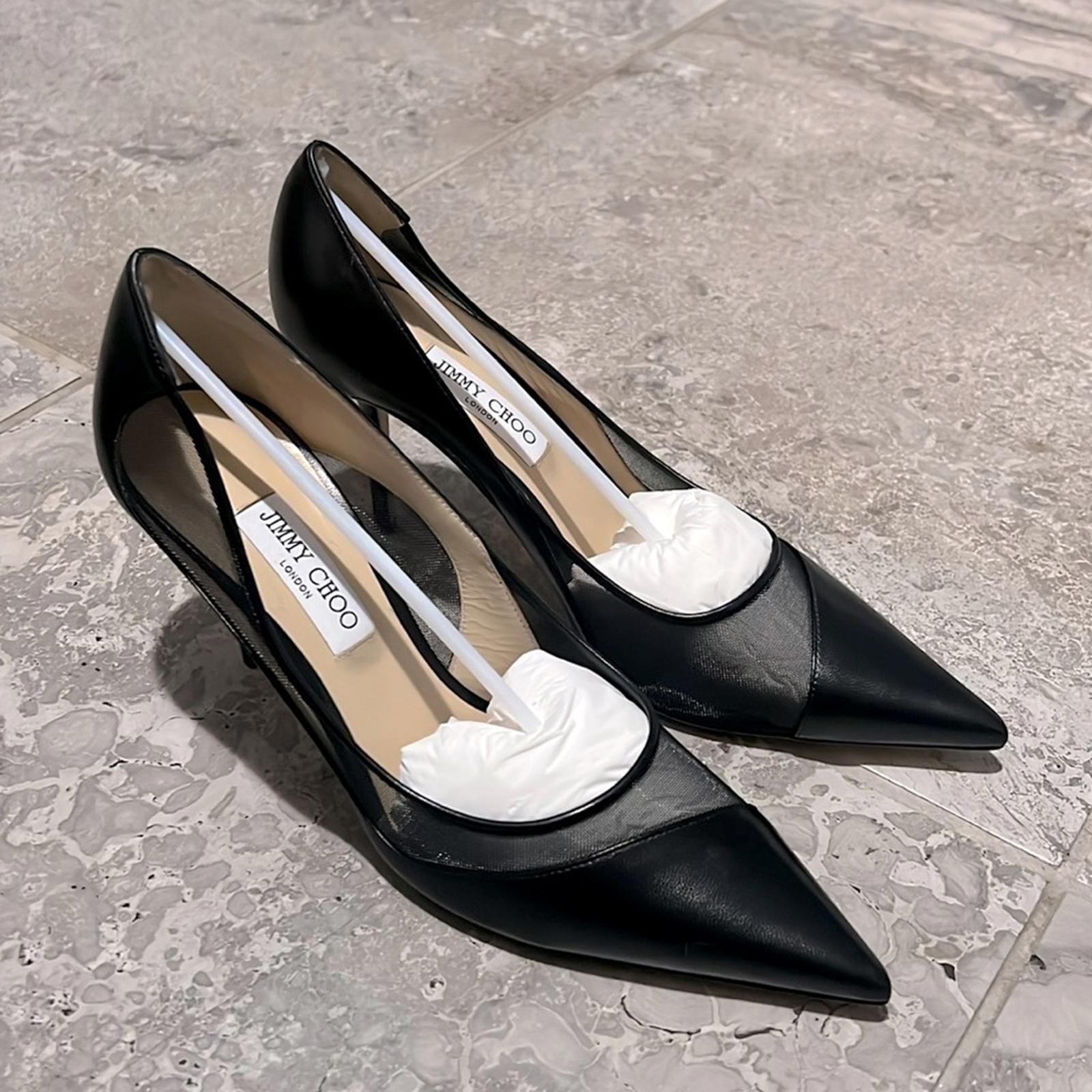 Jimmy Choo Love 85 Leather Mesh Pointed-Toe Pumps Size 43 NEW in Box +2Dust Bags