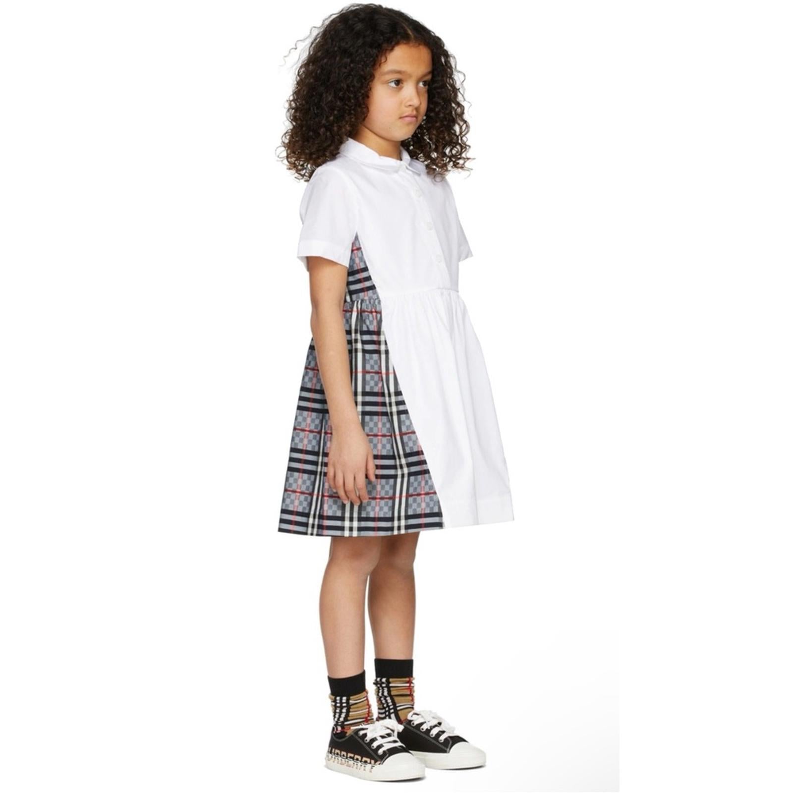 Burberry Chequerboard Panel Stretch Cotton Polo Shirt Dress, Size 12Y New w/Tag