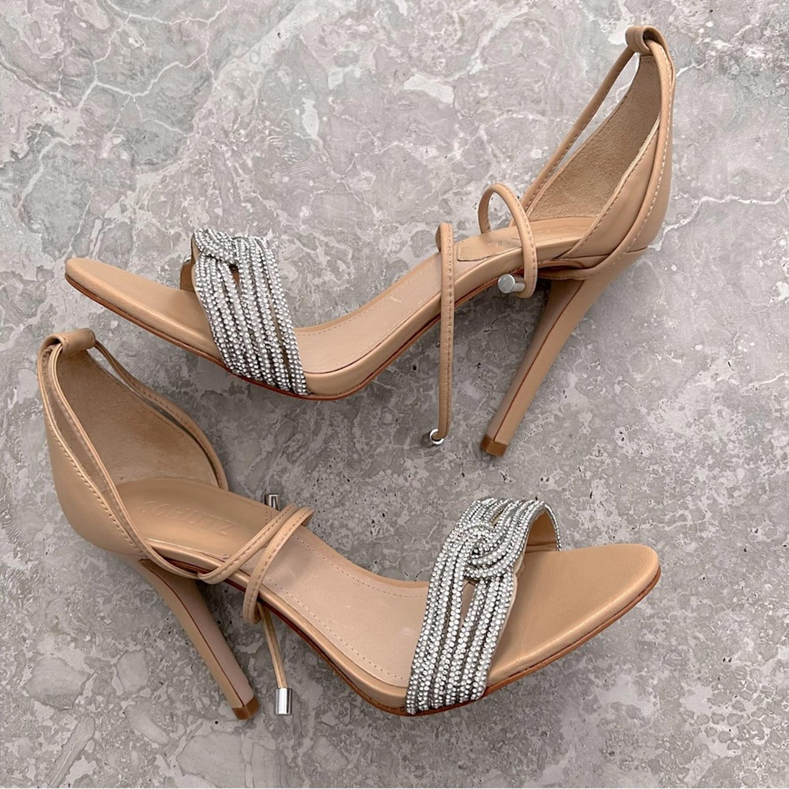 Schutz x Revolve Andy Leather Open Toe Heels, Size 8 New in Box w/Dust Bag