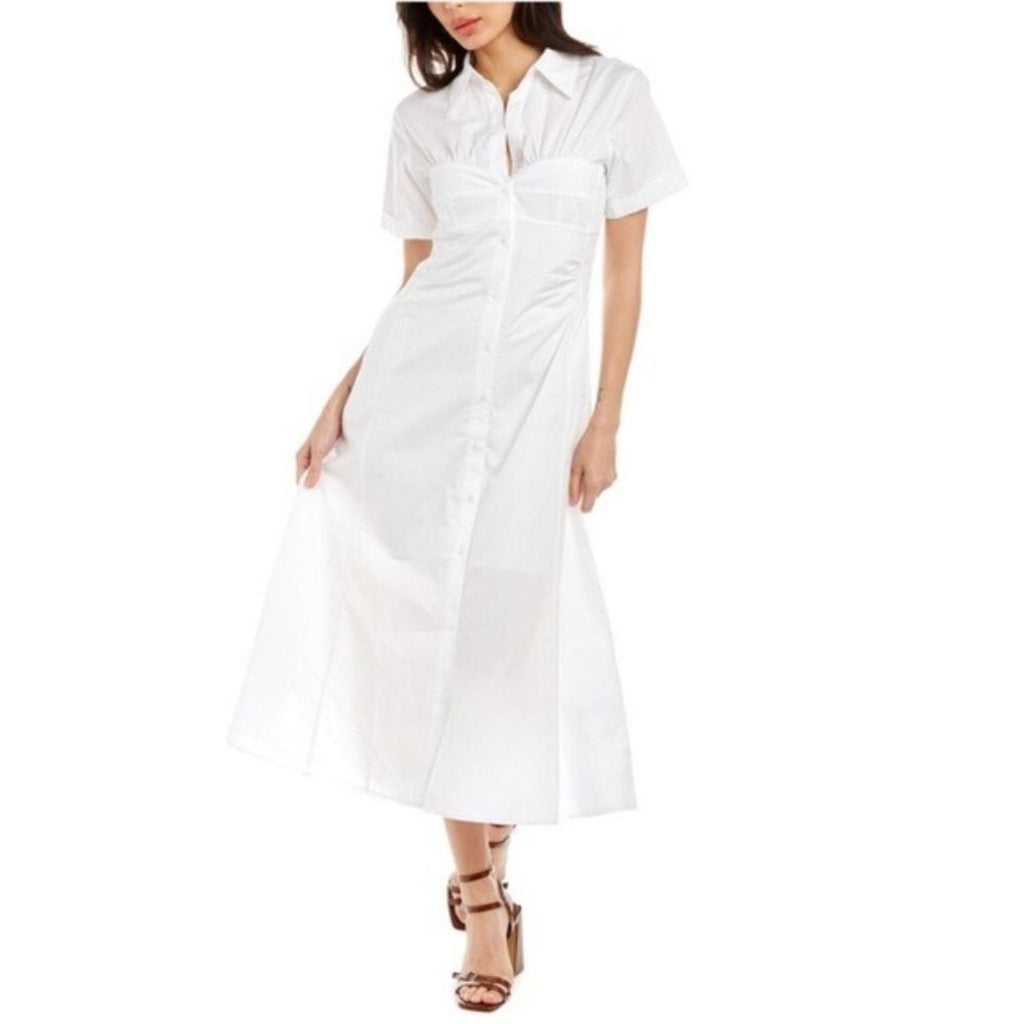 Nicholas Tenley Shirtdress Dress in White, NEW, Size 8, Retail $395