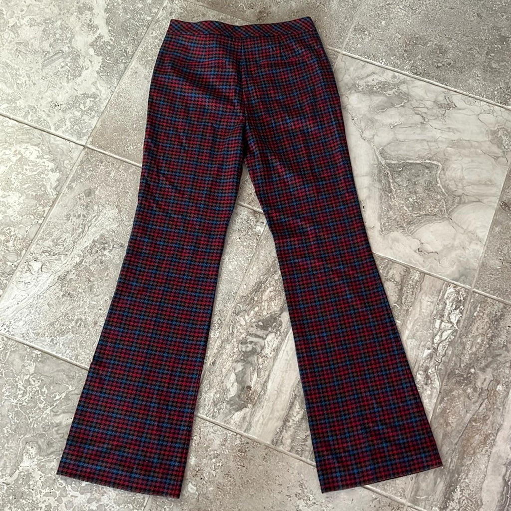 Trina Turk The Willis Flare Pants Multicolor Houndstooth Print Size 0 EXCELLENT!