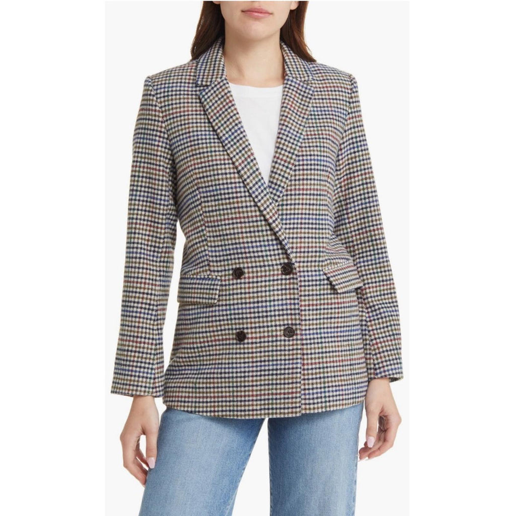 Rails Jac Double Breasted Blazer, Houndstooth Cardinal Pine Size M New w/Tag