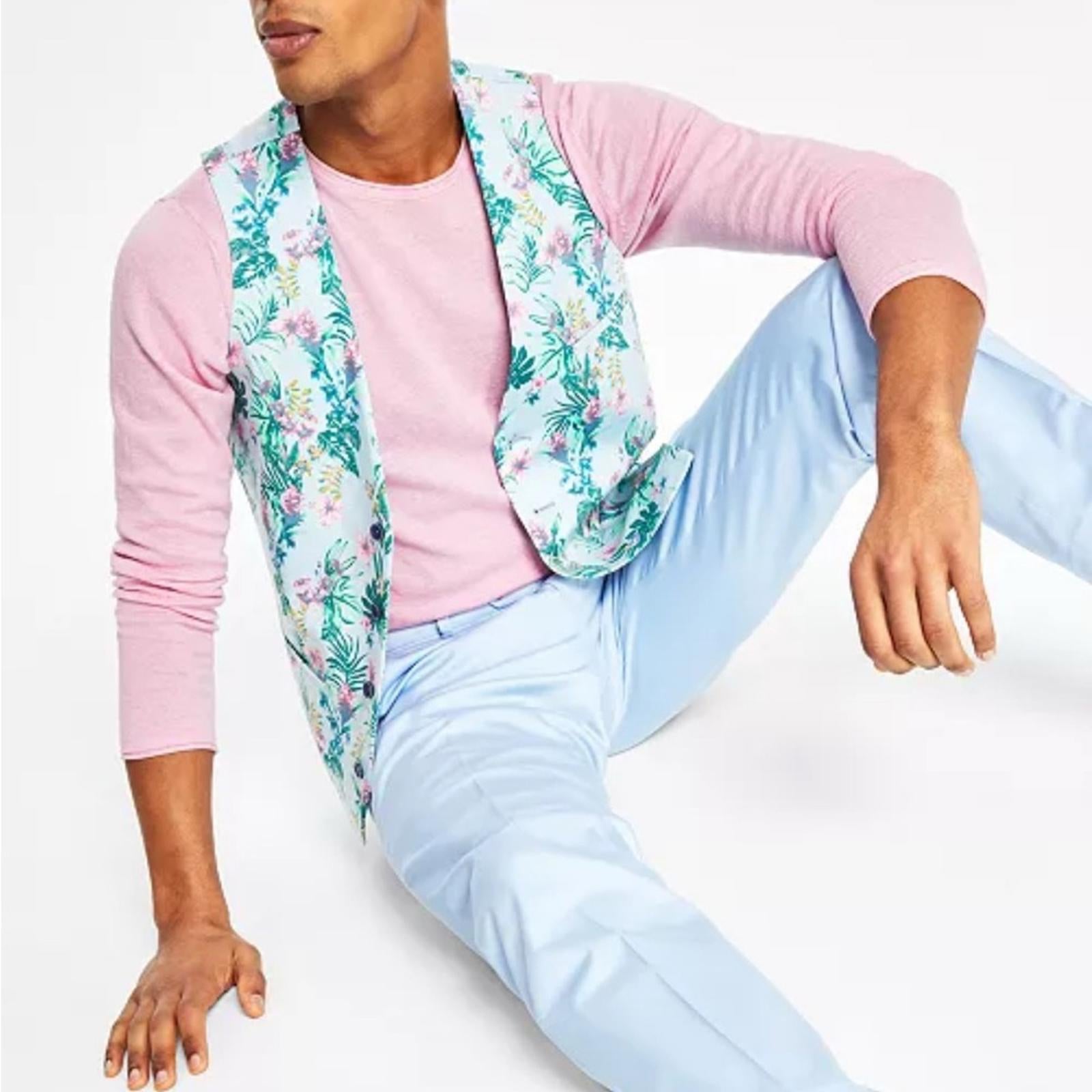 Bar III Men's Slim-Fit Floral-Print Suit Vest, Size S NEW w/Tag $115