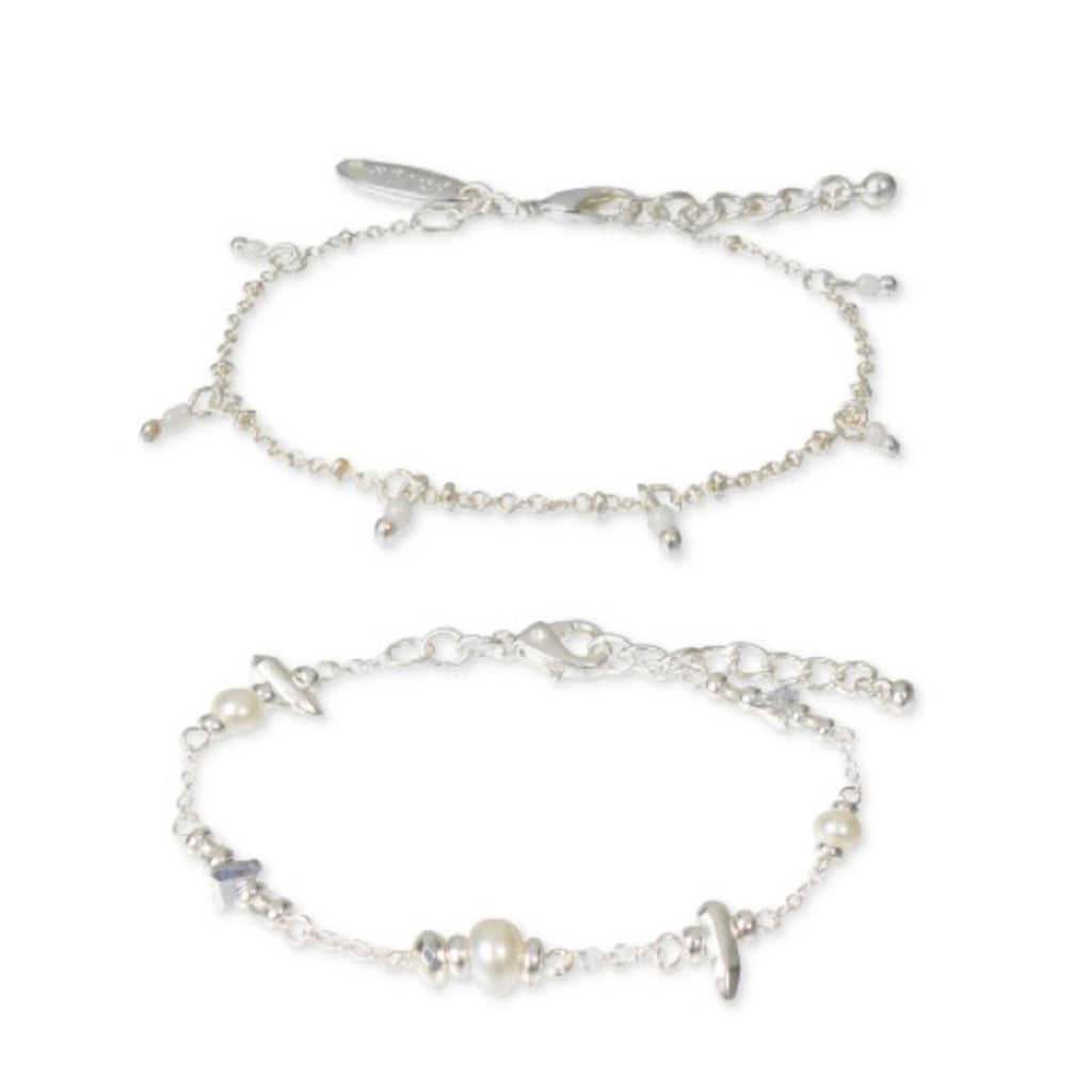 Style & Co 2-Piece Set Mixed Bead Link Bracelets, Silver New in Box $24.50