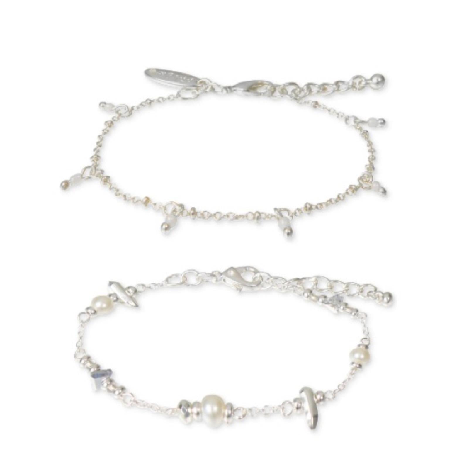 Style & Co 2-Piece Set Mixed Bead Link Bracelets, Silver New in Box $24.50