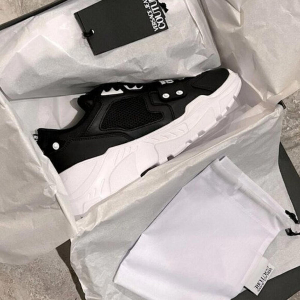 Versace Low-Top Chunky Sneakers in Black & White, Size 42, NEW in Box w/Dust Bag