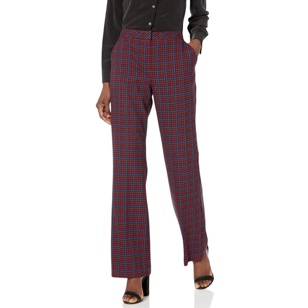 Trina Turk The Willis Flare Pants Multicolor Houndstooth Print Size 0 EXCELLENT!