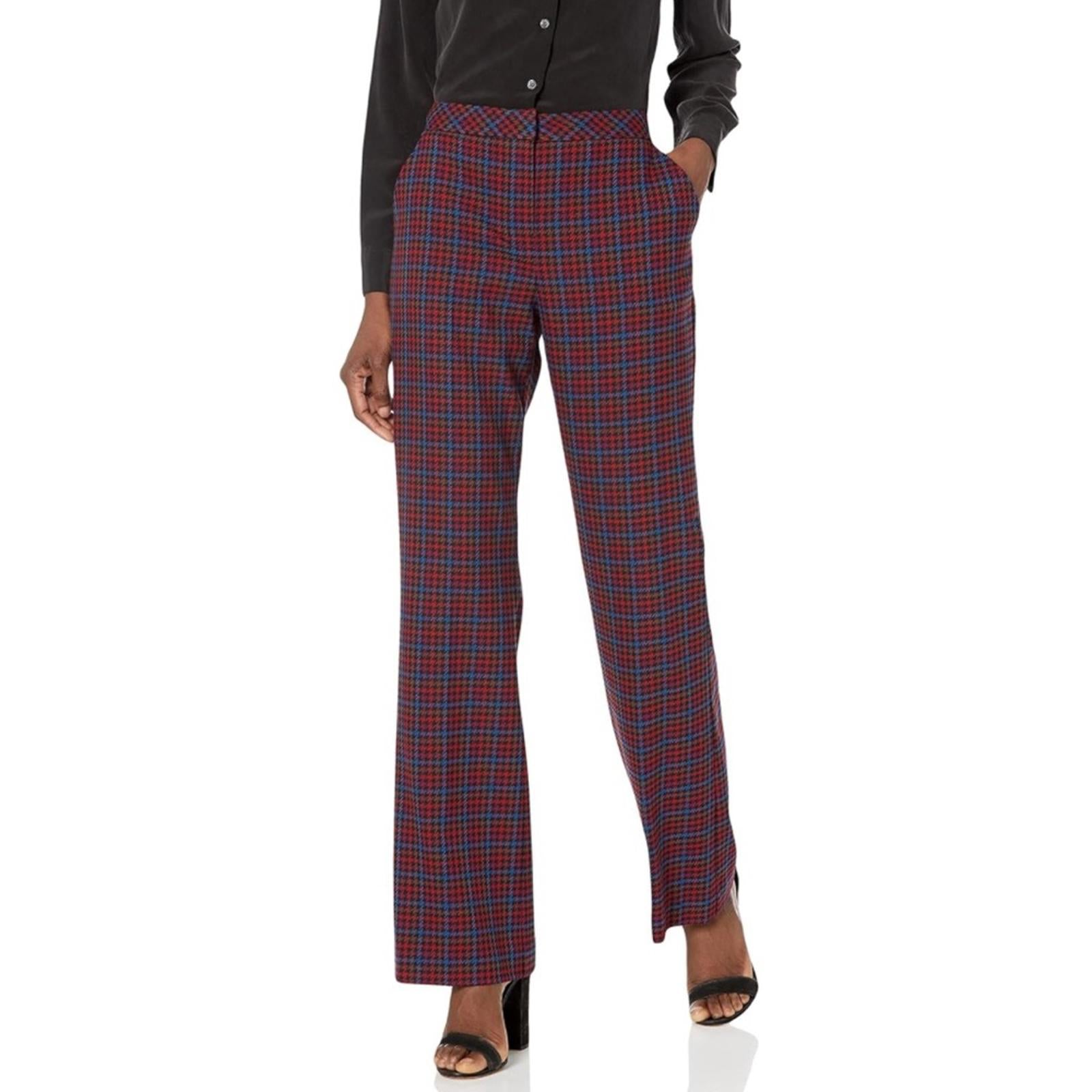 Trina Turk The Willis Flare Pants Multicolor Houndstooth Print Size 0 EXCELLENT!