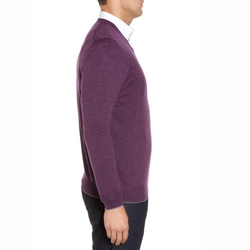 Thomas Dean Merino Wool-Blend Sweater in Purple, V-Neck Size XXL New w/Tag