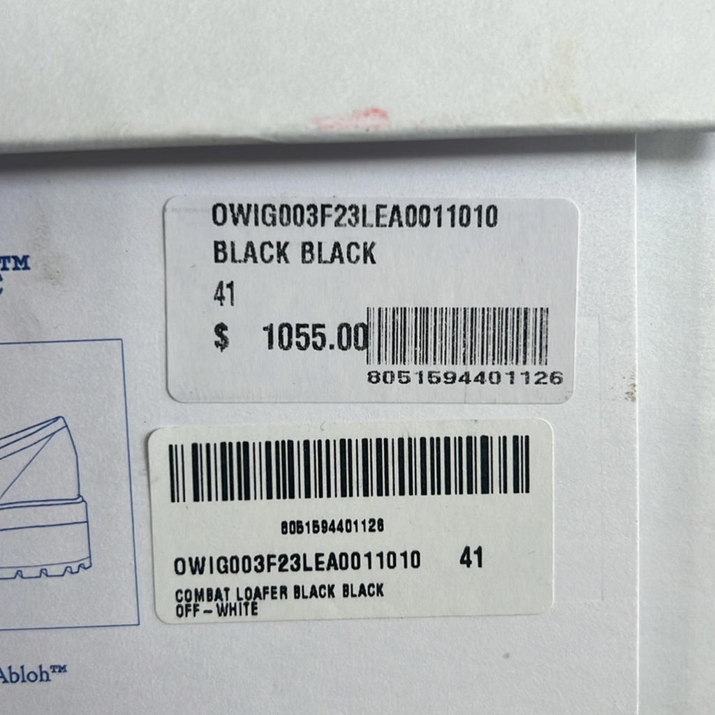 Off-White Diag-Stripe Black Leather Loafers, Size 41 NEW in Box +DustBag $1,055