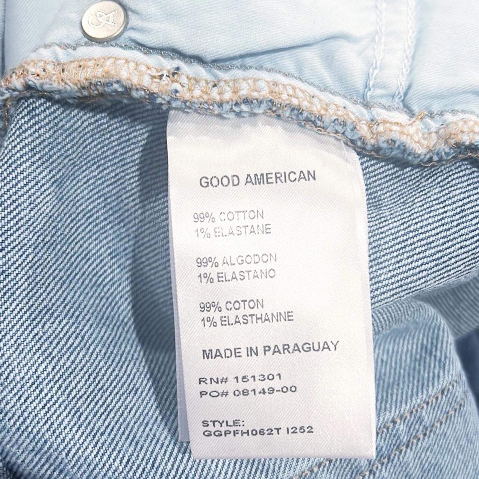Good American Straight Leg Raw Hem Jeans, Blue Size 16 New w/Tag
