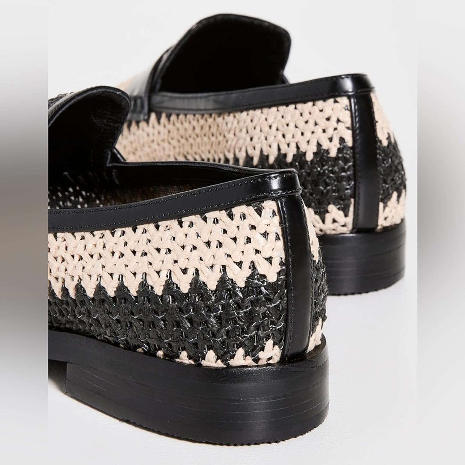 3.1 Phillip Lim Alexa Raffia & Leather Penny Loafers in Antique White/Black NEW