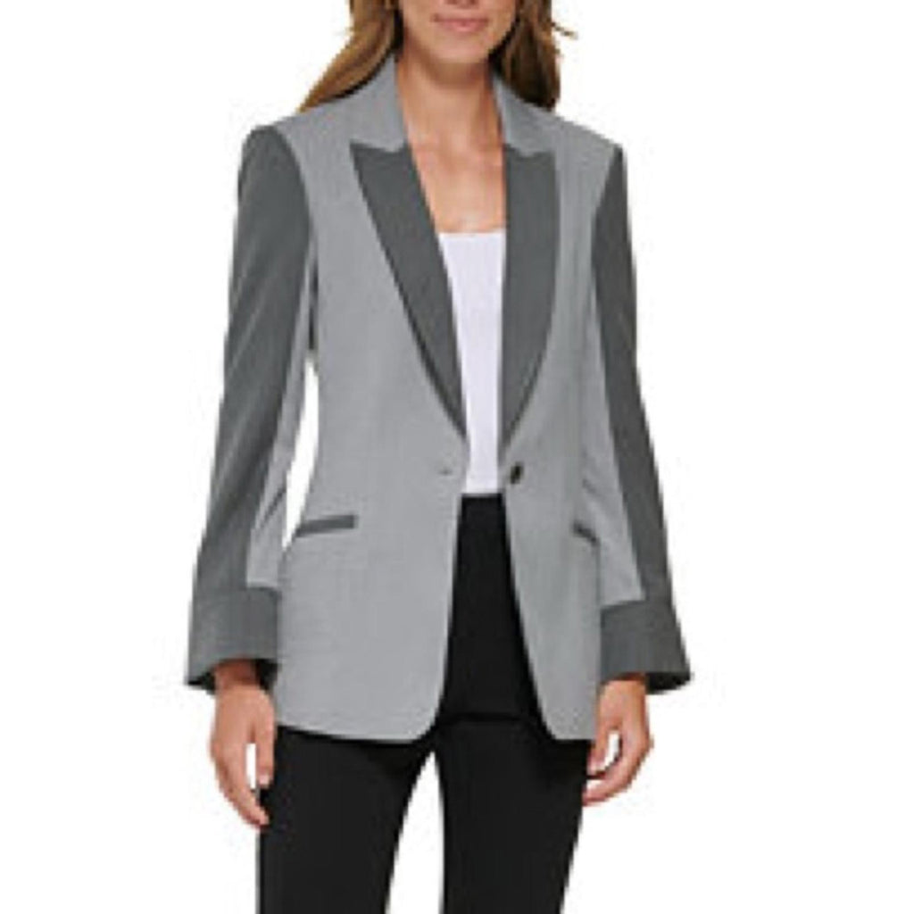 DKNY Two Tone Single Button Blazer in Gray, NWT, Size 8 $159