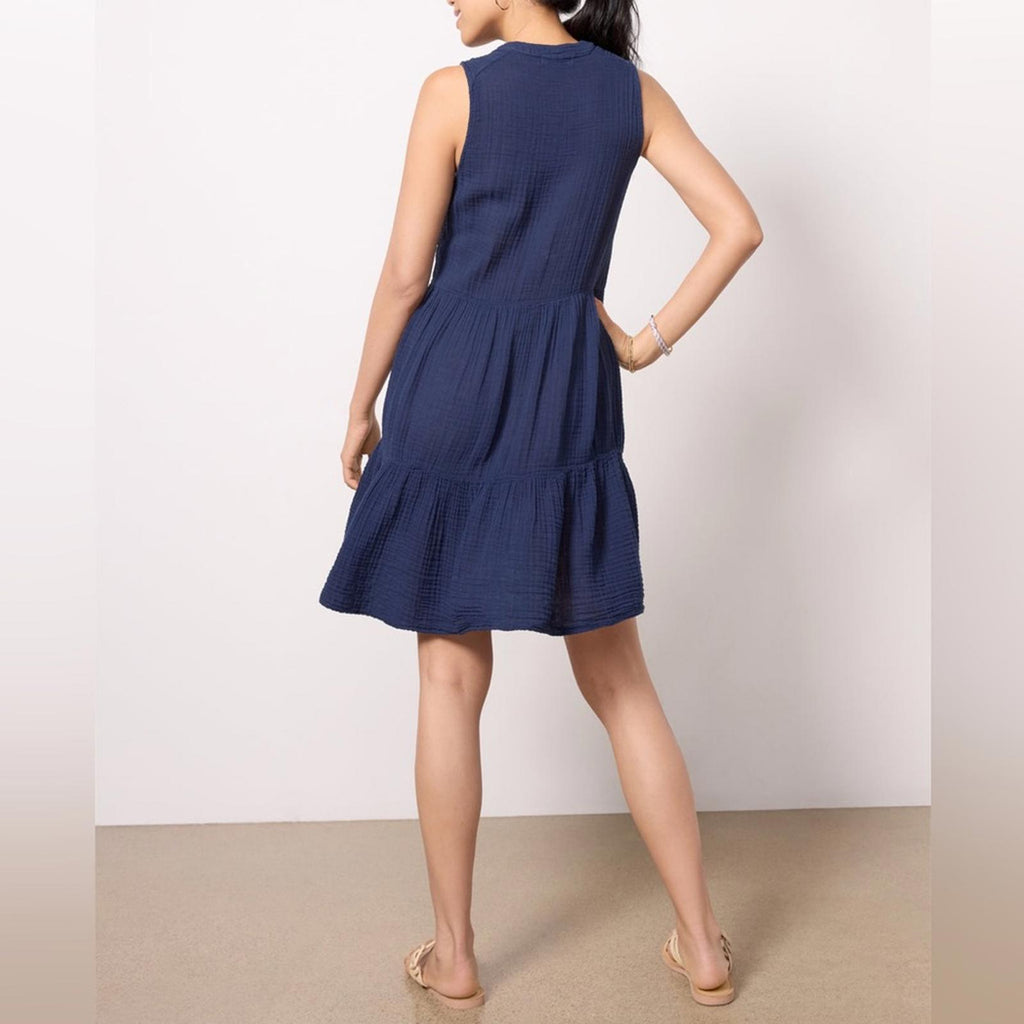 Michael Stars Daisy Above Knee Babydoll Dress in Nocturnal/Navy, Size L, NEW