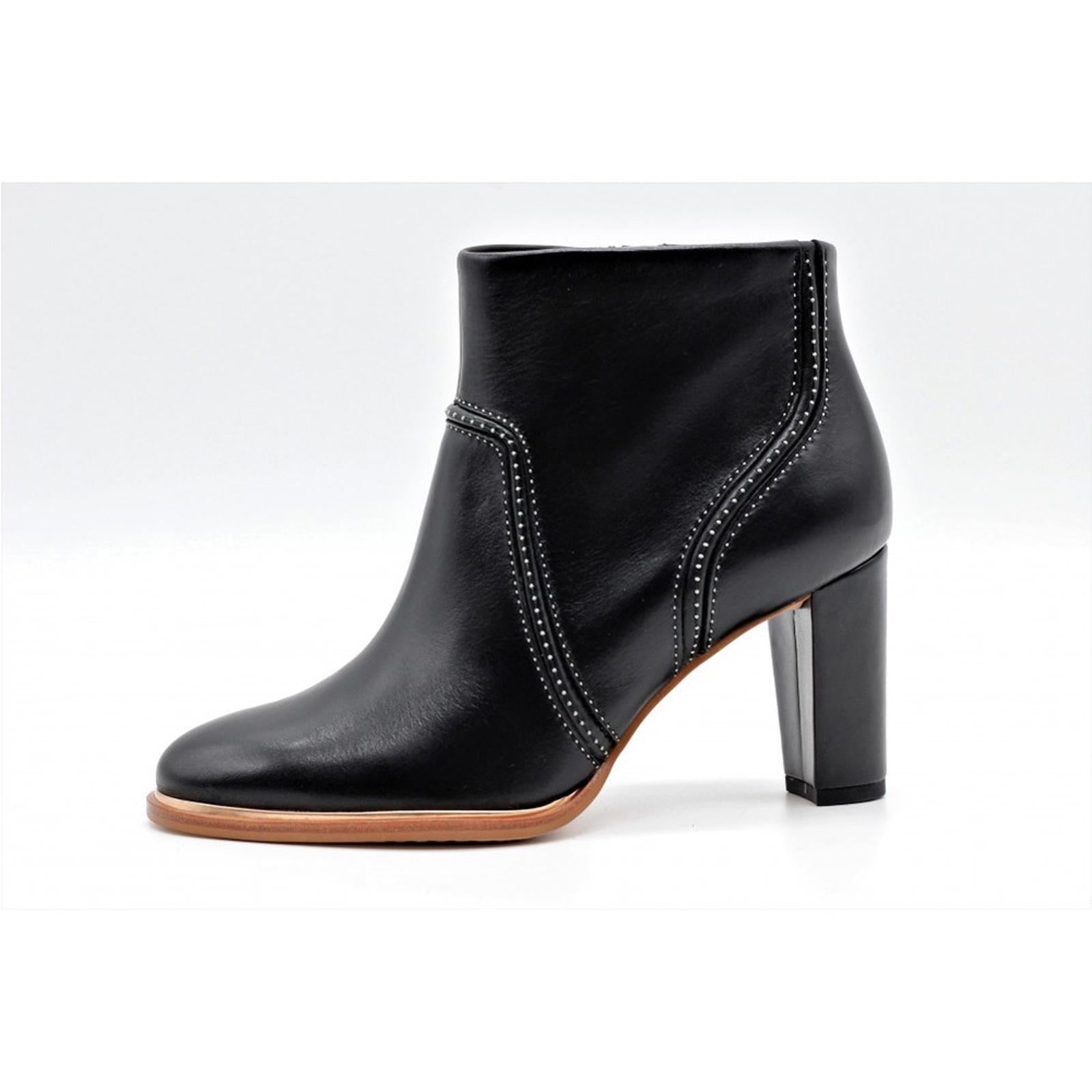 NEW Clarks Ellis Betty Black Leather Heel Boots, Women’s Size UK 8D US 10.5M