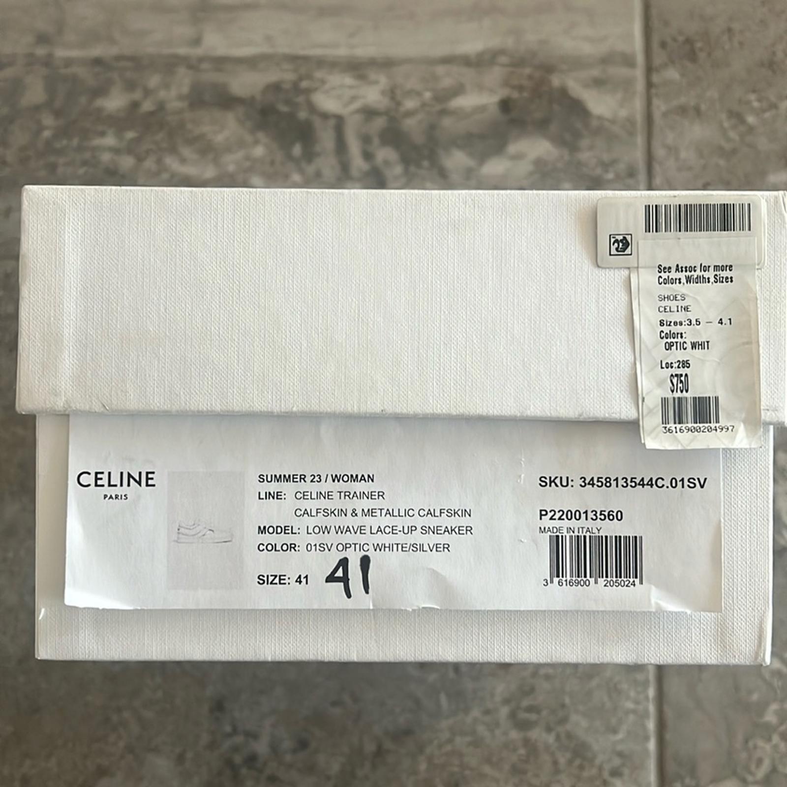 Celine Low Wave Lace-Up Sneaker, Optic White/Silver Size 41 in Box +DustBag $750