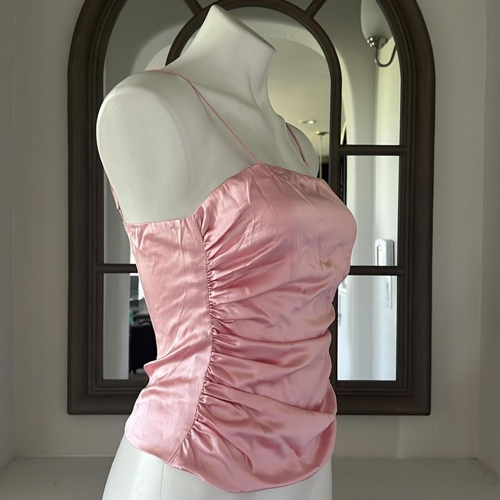 Cinq à Sept Jaylin Ruched Stretch Silk Camisole, Pink Quartz Size S New w/Tag
