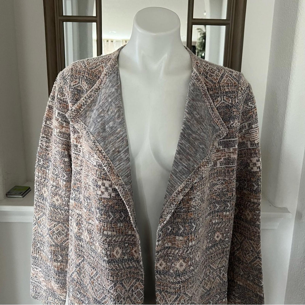 Lucky Brand Aztec Print Tweed Cardigan/Jacket Size L EXCELLENT!