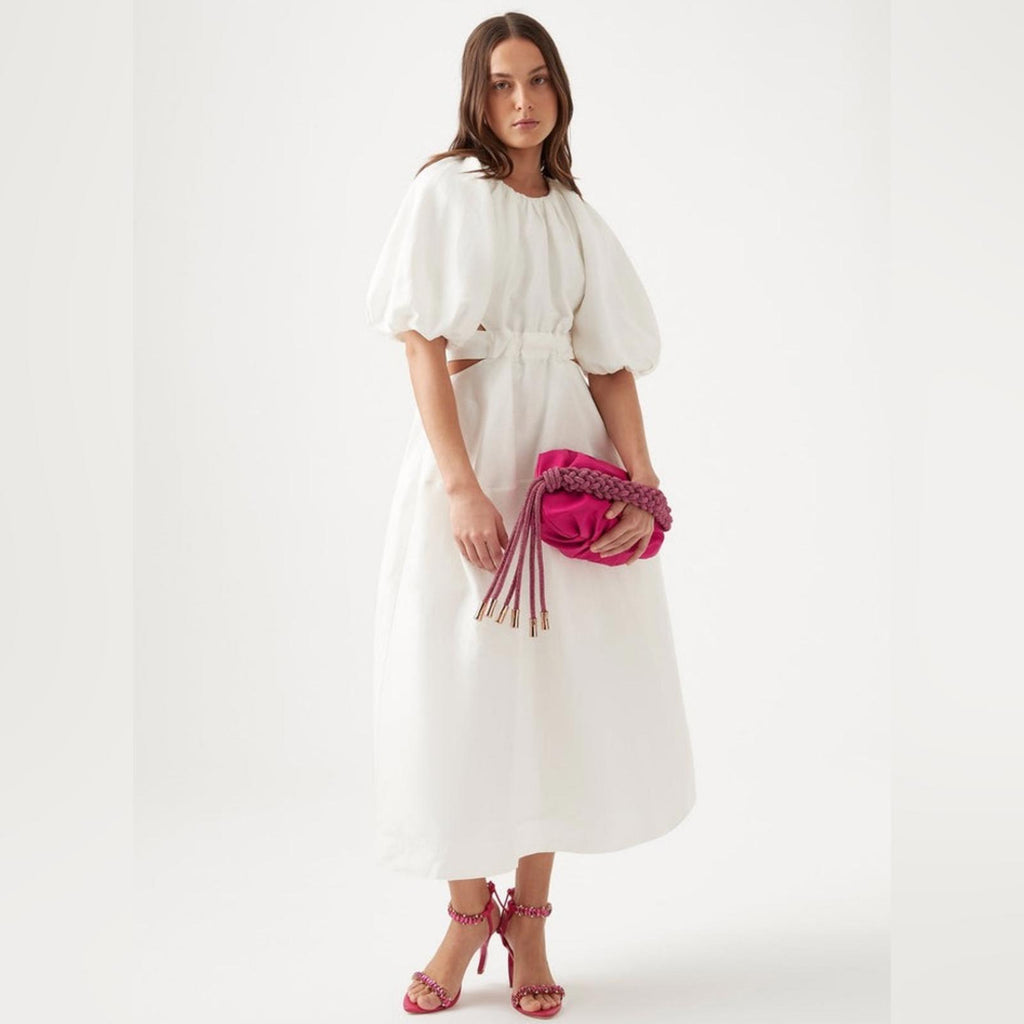 New AJE Mimosa Cut-Out Midi Dress in White, Size AU6 US2 New w/o Tag