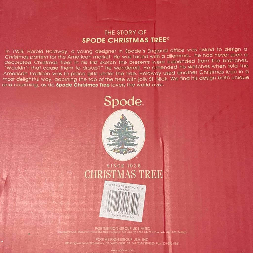 Spode Christmas Tree Dinnerware 4-Piece Plate Setting NEW in Box
