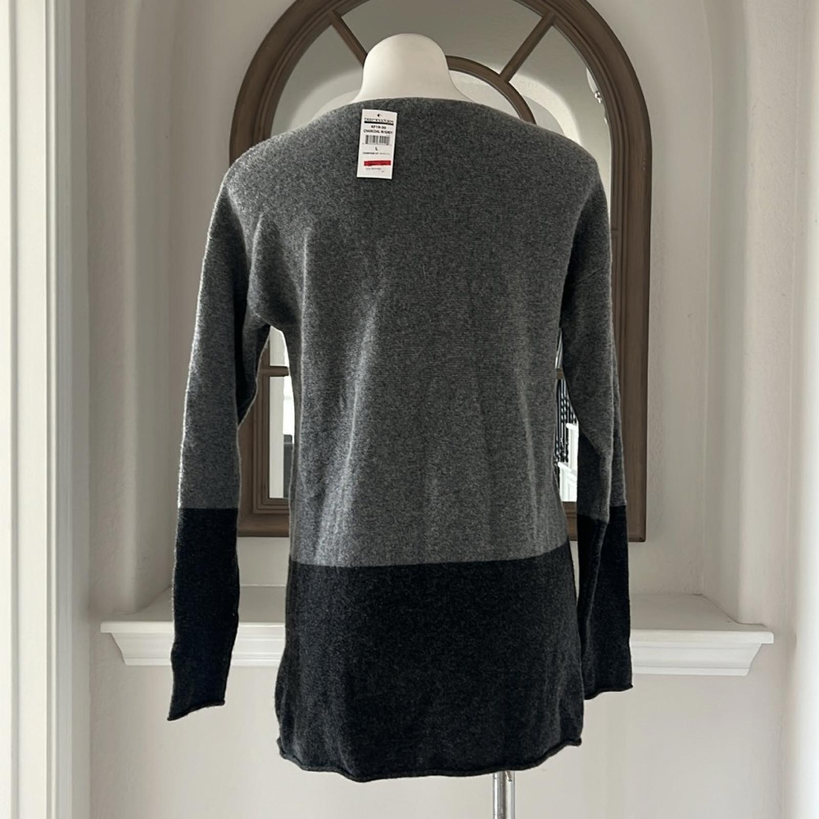 Kier+J Cashmere Boat Neck Sweater Charcoal w/Gray, Size L New w/Tag Retail $268